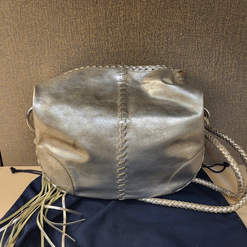 Ralph Lauren Metallic Gold Braided Shoulder Bag with Tassel - Picture 5 of 11